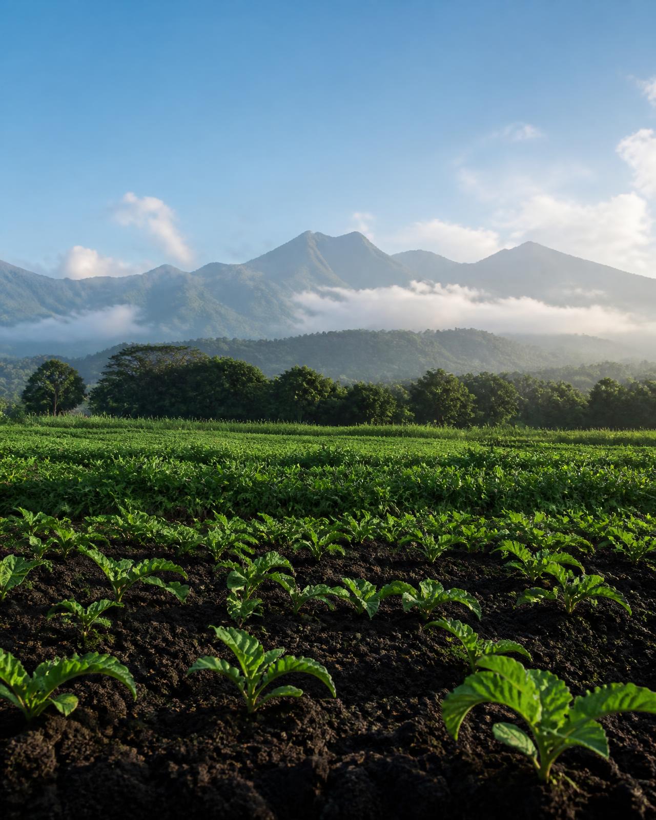 Territorio venezolano de desarrollo: terreno abierto con vegetación y montañas al fondo.